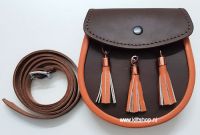 Sporran, Bruin leer, 3 tassels + riem